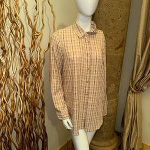 Calvin Klein Beige Plaid Button-Down Shirt